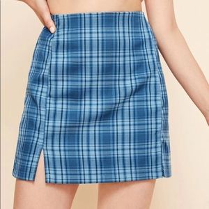 Plaid Split Hem Mini Skirt